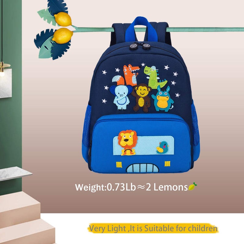 willikiva Cute Zoo Little 3d Backpack Kids Backpack for Boys and Girls Toddler Backpack Waterproof Preschool(Blue) - Image 3